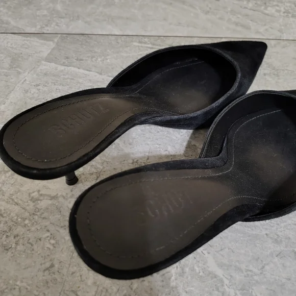 Schutz Julie Black Suede Pointed Toe Mule Heels Size 7 - Picture 7 of 10